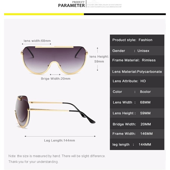 Shield Sunglasses Women Fashion Beach Paty Ouintage Lentes‎ Gafas Gold Frame New - Picture 6 of 8